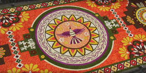 Alfombra de flores mexicana en la Gran plaza de Bruselas