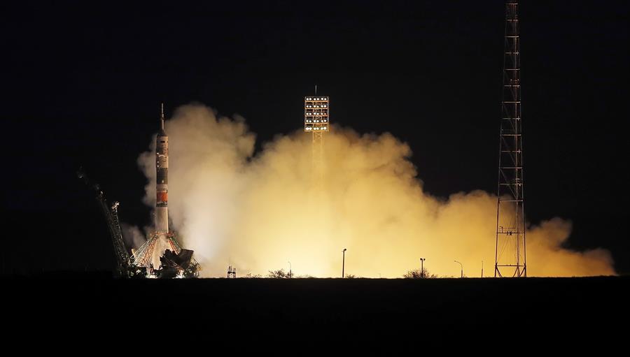 Instalan la nave Soyuz MS-16 en la rampa de lanzamiento