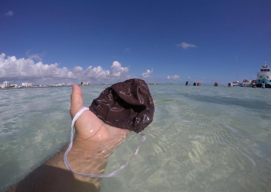 Los cubrebocas de la pandemia llegan a las aguas de Cancún, reporta ONG