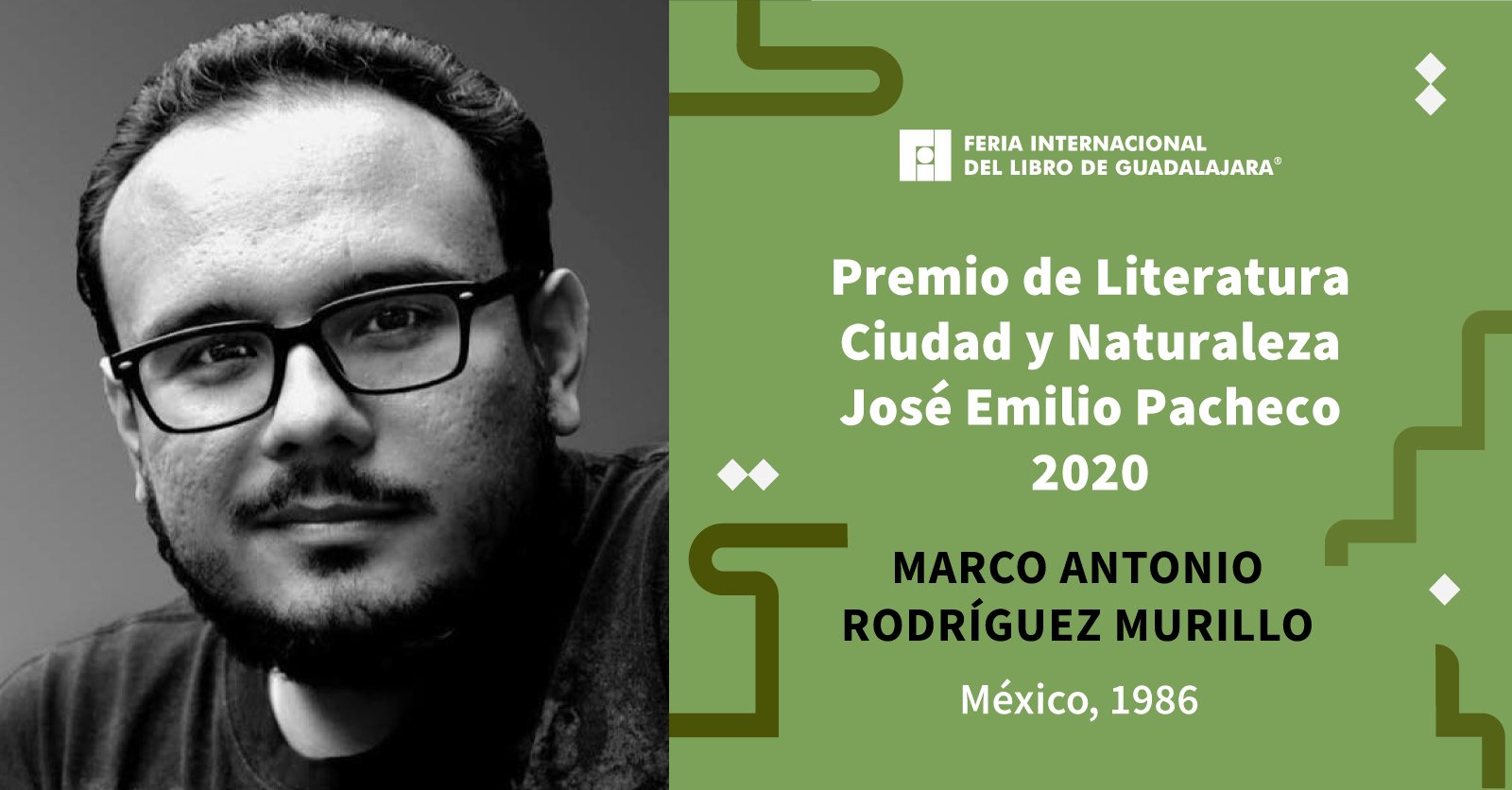 Marco Antonio Rodríguez Murillo, ganador del Premio de Literatura Ciudad y Naturaleza José Emilio Pacheco 2020