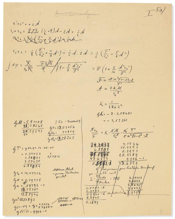 Subastan documento manuscrito de Einstein sobre la teoría de la relatividad