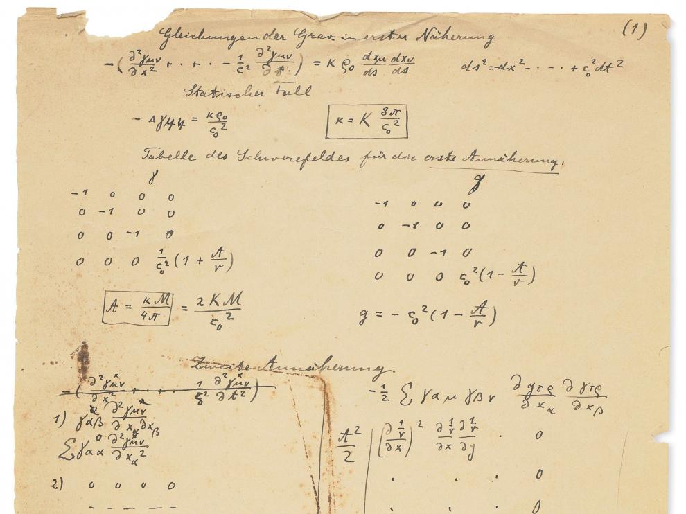 Manuscrito de la Teoría de la relatividad de Einstein es subastado a precio récord