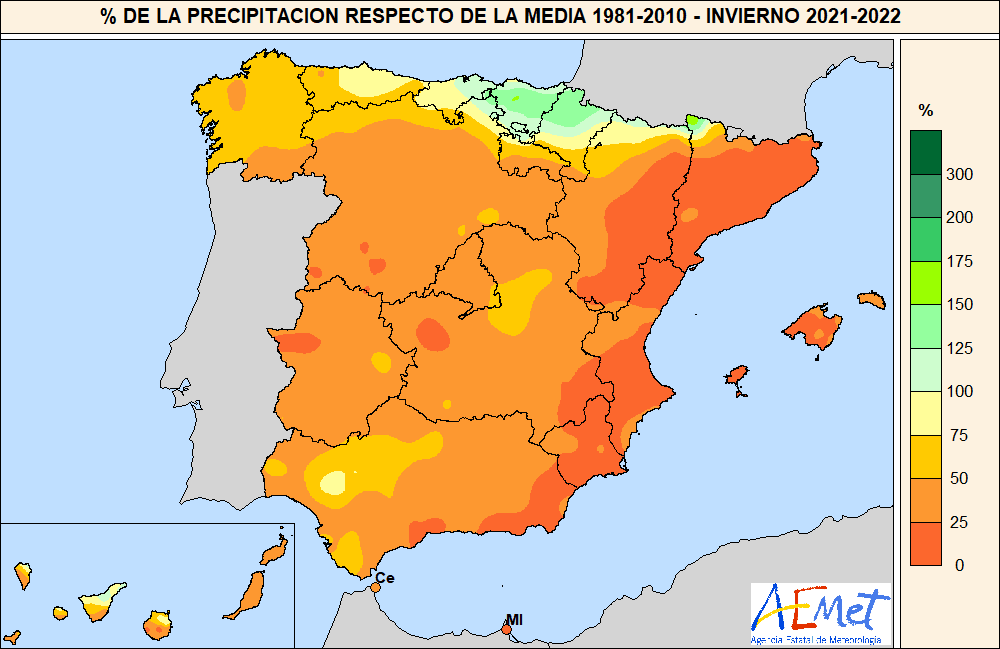 España, en situación de sequía meteorológica tras el segundo invierno más seco desde 1961