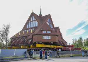 Kiruna’s wooden church is prepared to be moved for expansion of the iron ore mine
