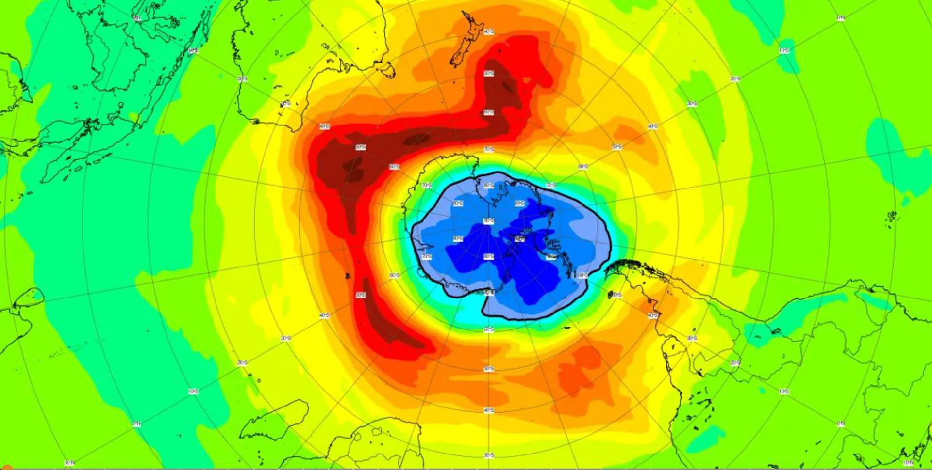 Agujero de la capa de ozono en el Antártico llega a 21,08 millones de kilómetros cuadrados