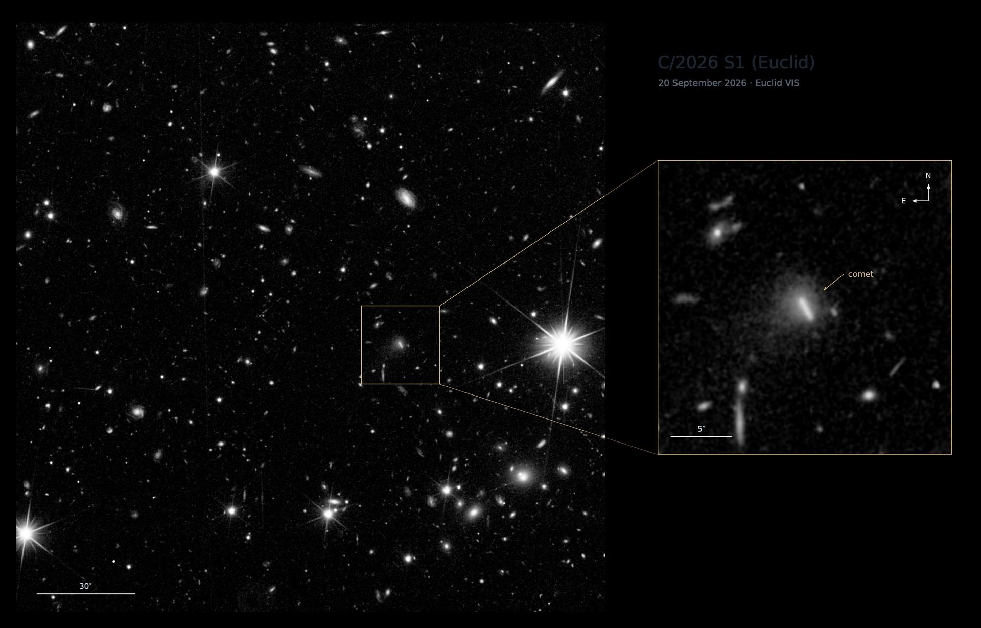 El telescopio de la Agencia Espacial Europa, Euclid, descubre su primer cometa